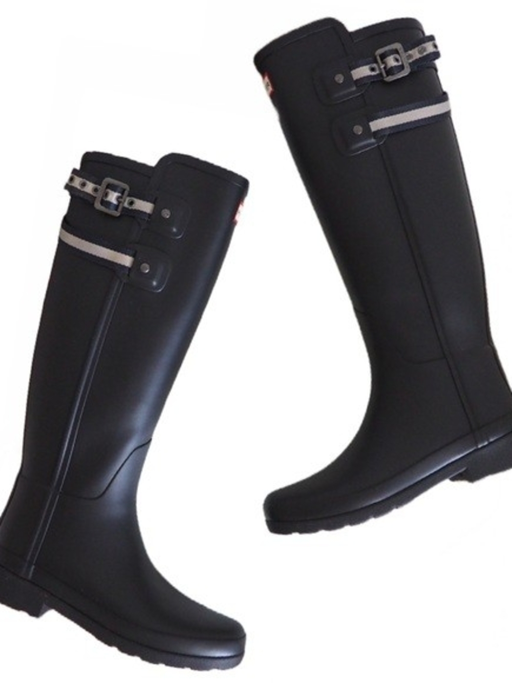 Hunter Original Refined Back Strap Tall Rain Boots Black US 6 EU 37